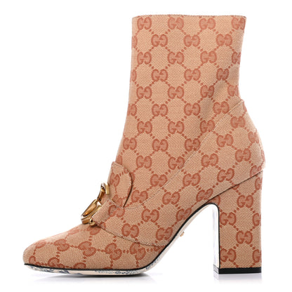 Gucci Monogram Malaga Kid GG Victoire 95mm Ankle Boots 37 Beige Ruggine Rust 1 of 9