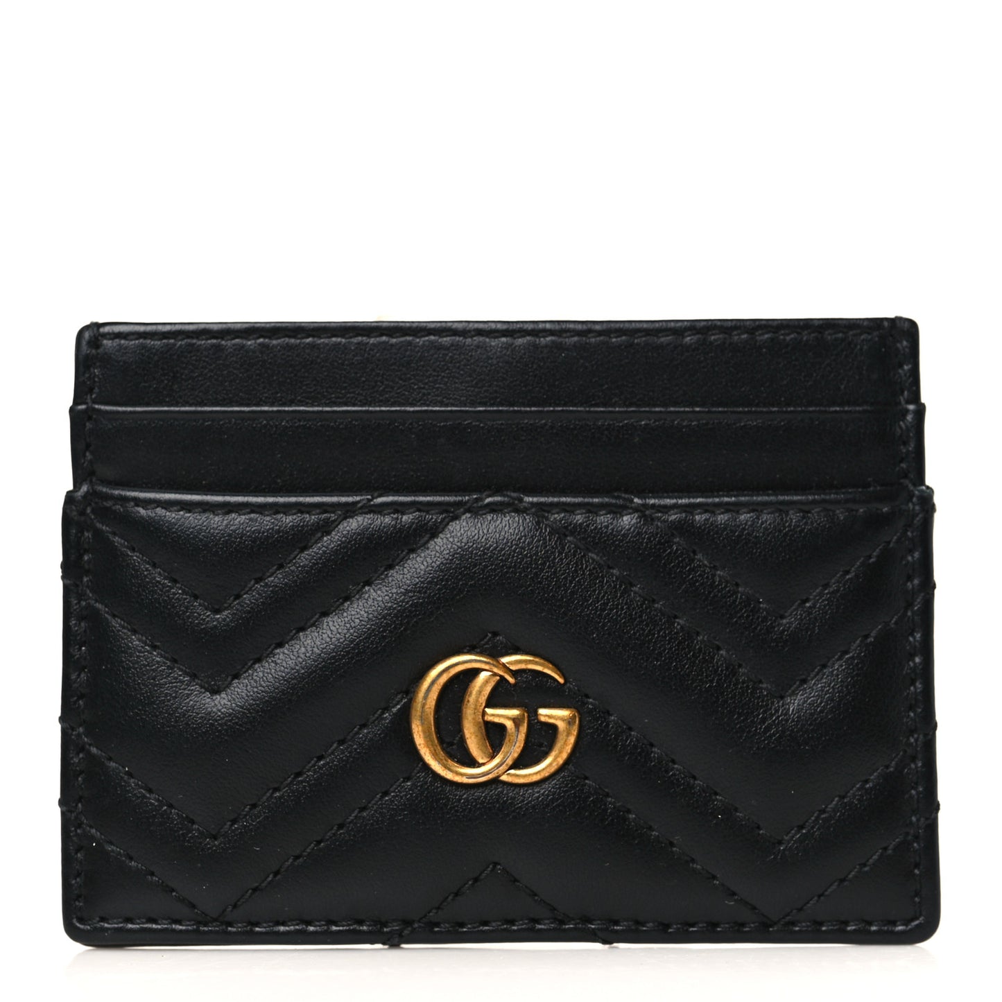 Calfskin Matelasse GG Marmont Card Holder Black