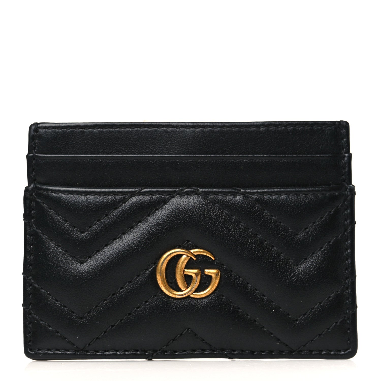 Gucci Calfskin Matelasse GG Marmont Card Holder Black 1 of 7