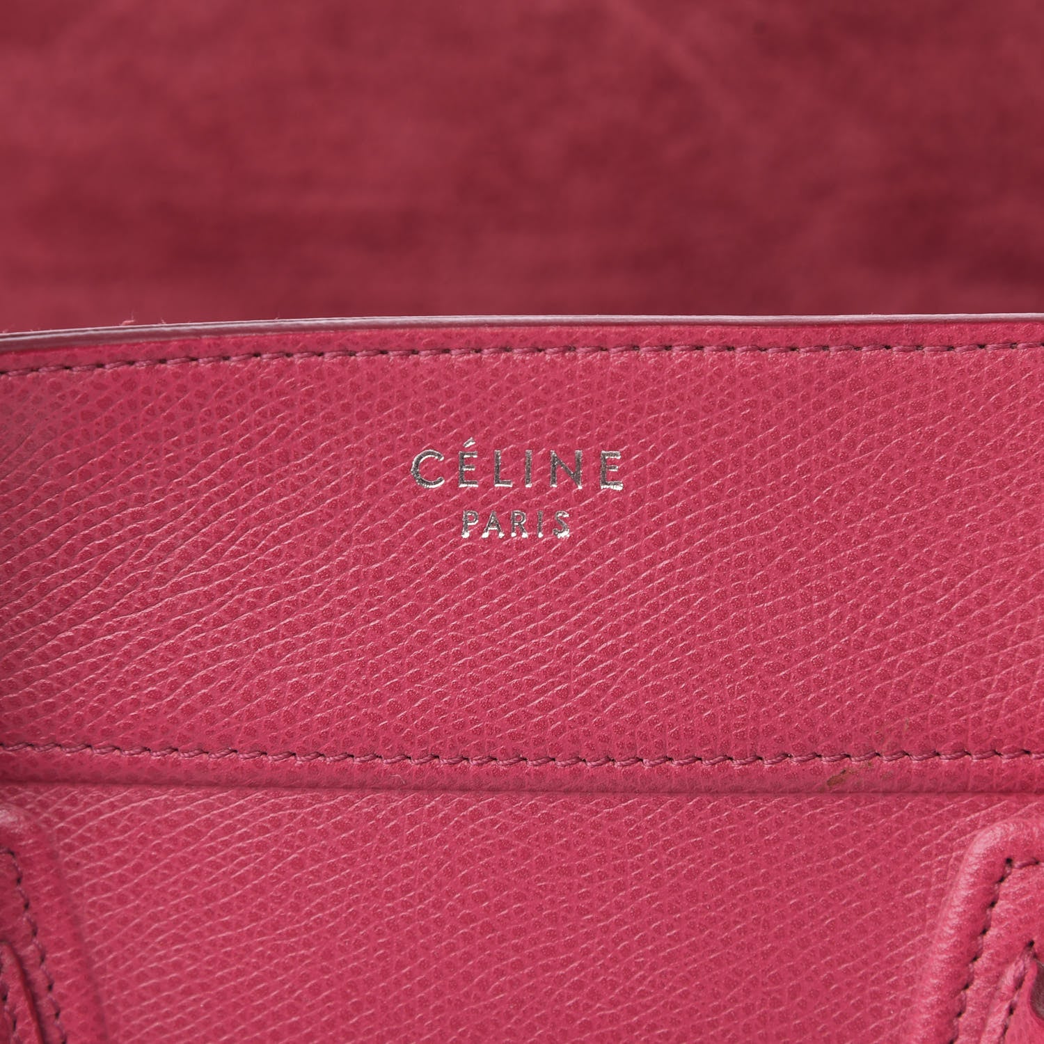 Celine Grained Calfskin Medium Phantom Luggage Fuchsia 6 of 15