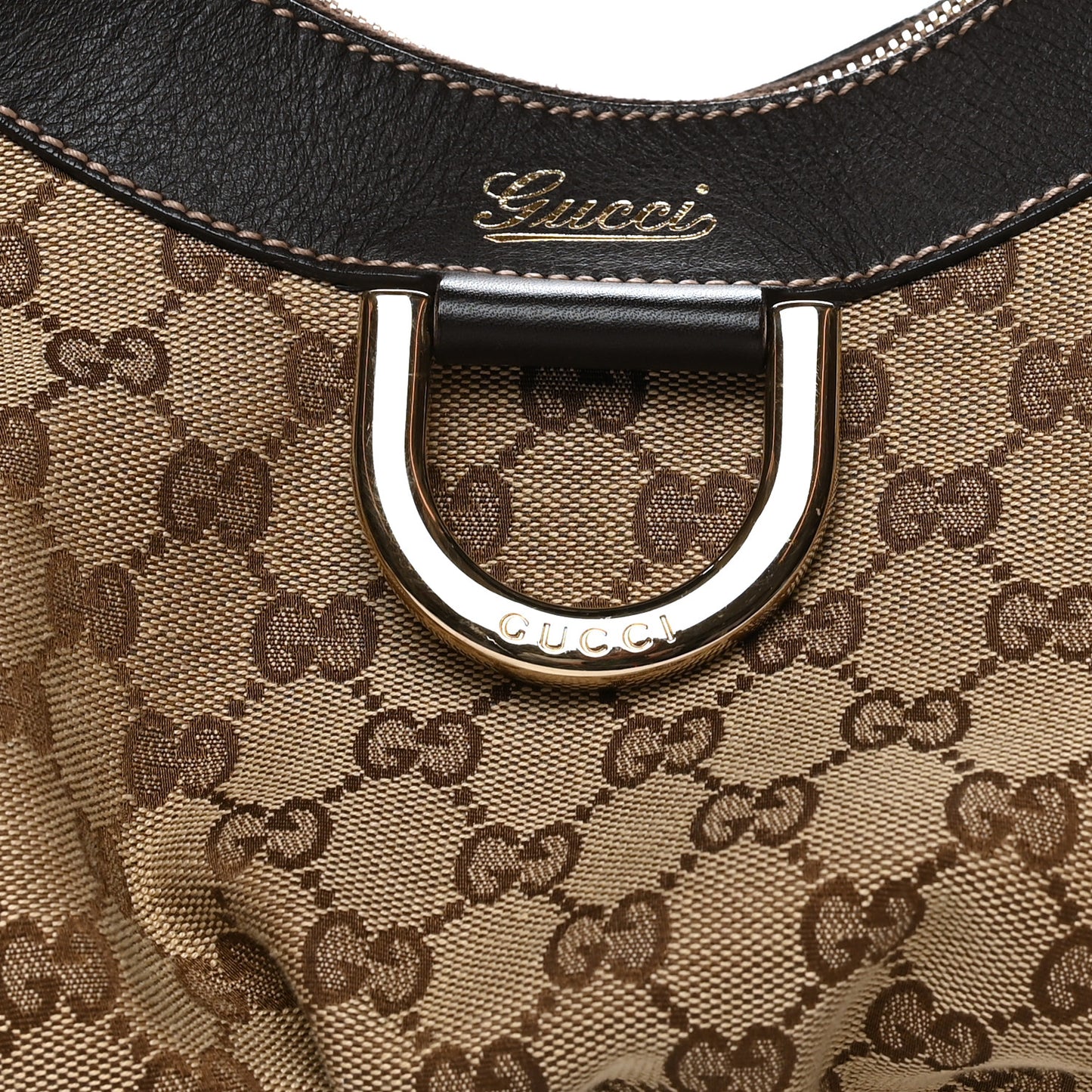 Monogram Medium D Gold Ring Hobo Dark Brown