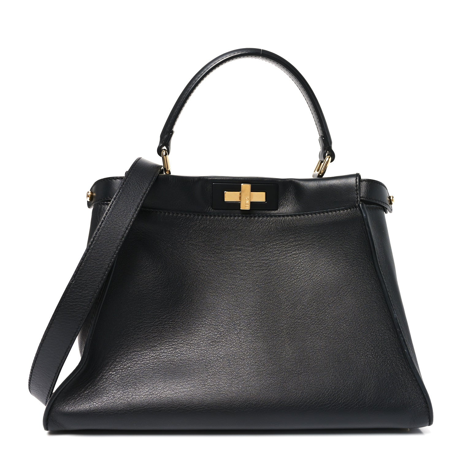 Fendi Calfskin Velvet Fun Fair Medium Peekaboo Iconic Satchel Night Blue Multicolor 1 of 10
