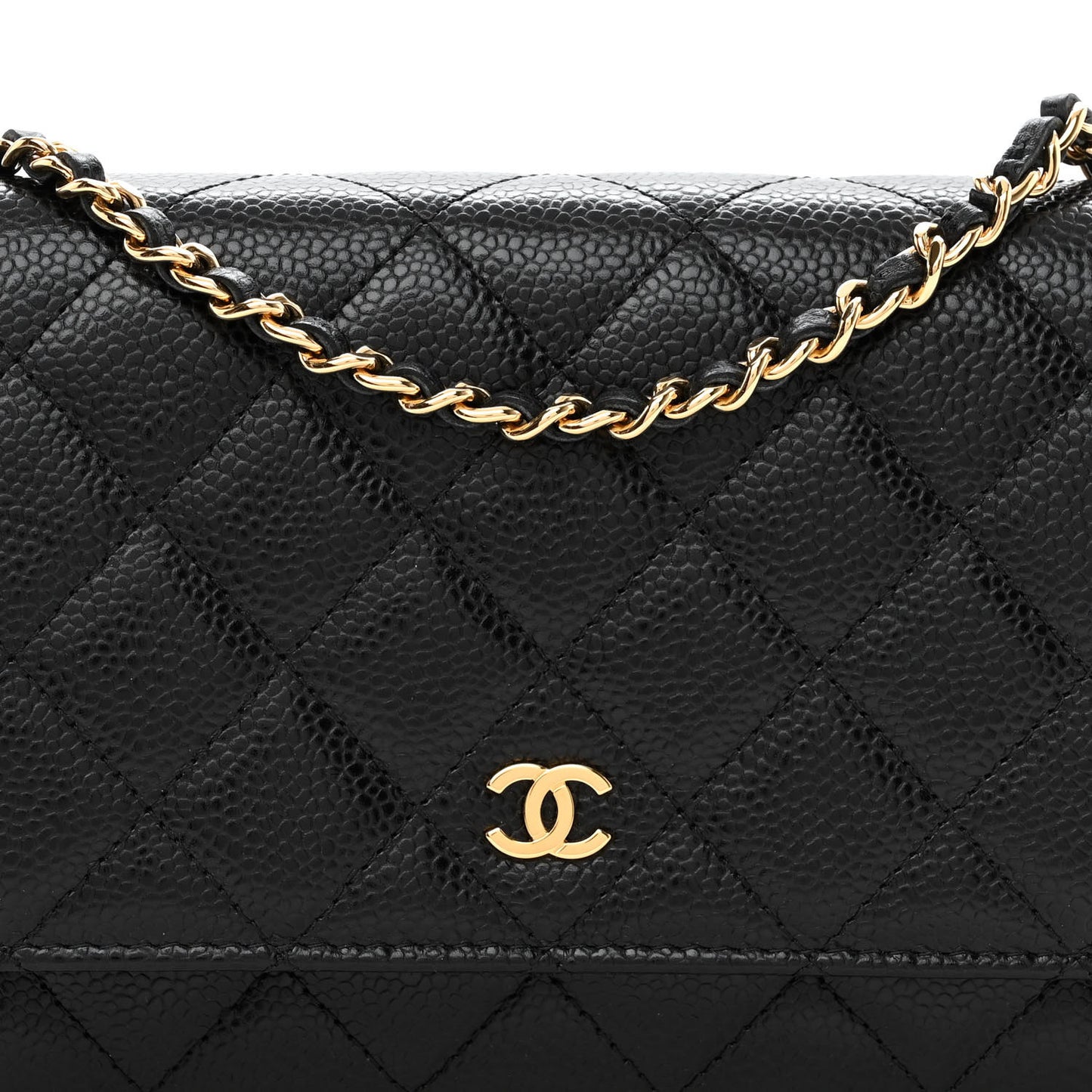 Caviar Quilted Wallet on Chain WOC Black