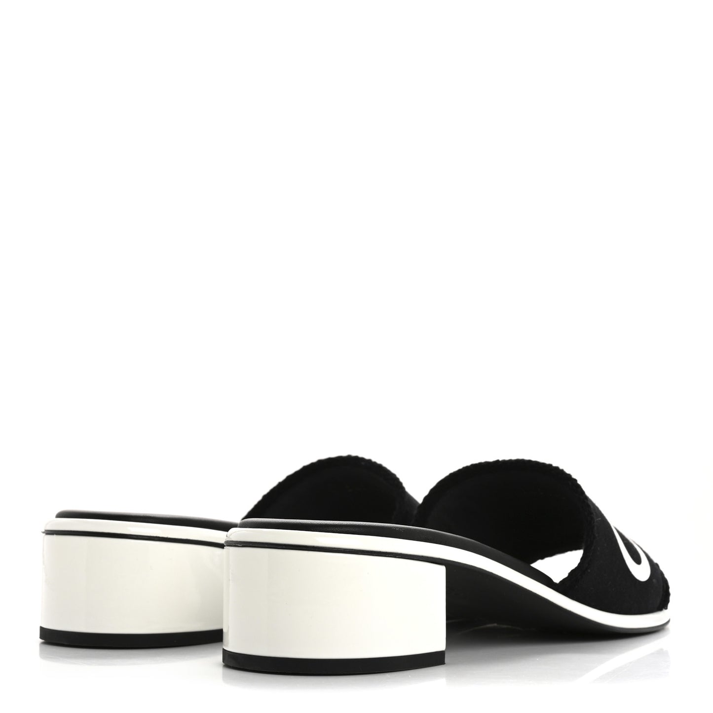 Cotton Logo Mule Sandals 39.5 Black White