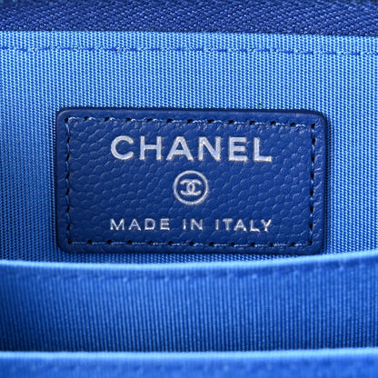 Chanel Caviar Camellia Embossed Zip Coin Purse Blue 6 of 8