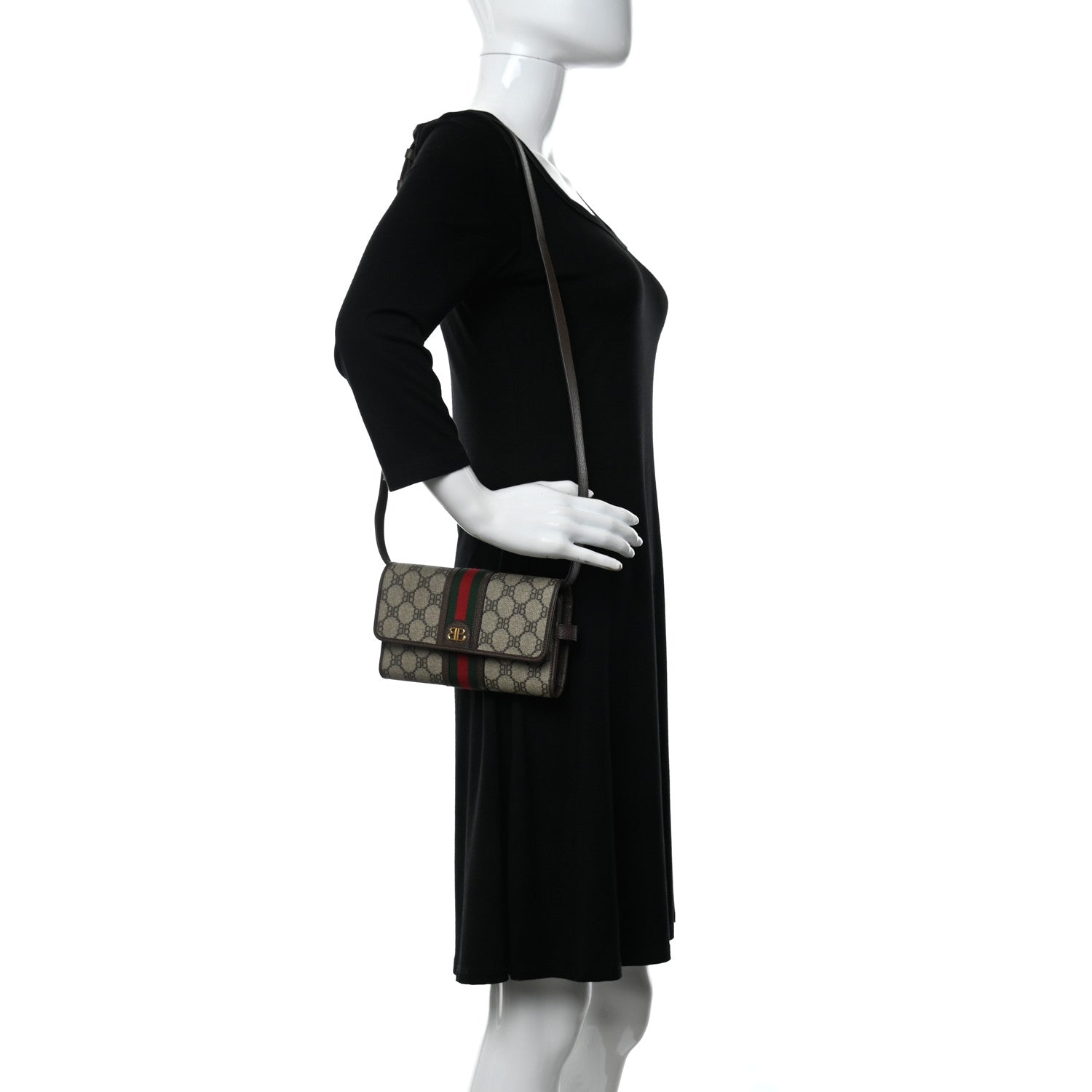 Gucci X BALENCIAGA BB Supreme Monogram Web Ophidia Crossbody Wallet Beige New Acero 2 of 13