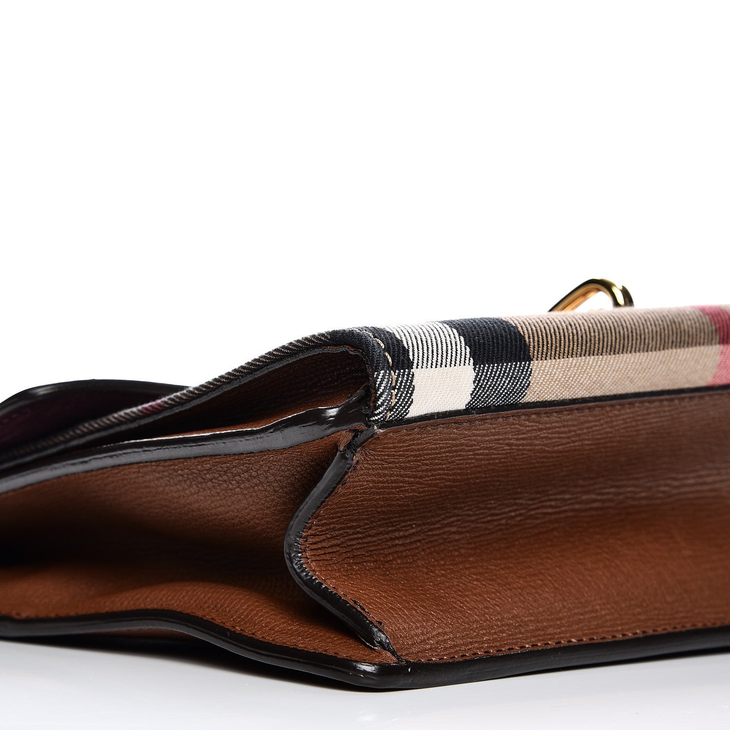 Burberry Derby Calfskin House Check Small Macken Crossbody Bag Tan 8 of 9