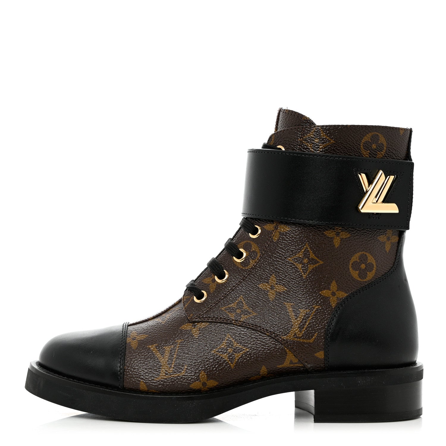 Louis Vuitton Calfskin Monogram Wonderland Flat Ranger Boots 39 Black 1 of 13