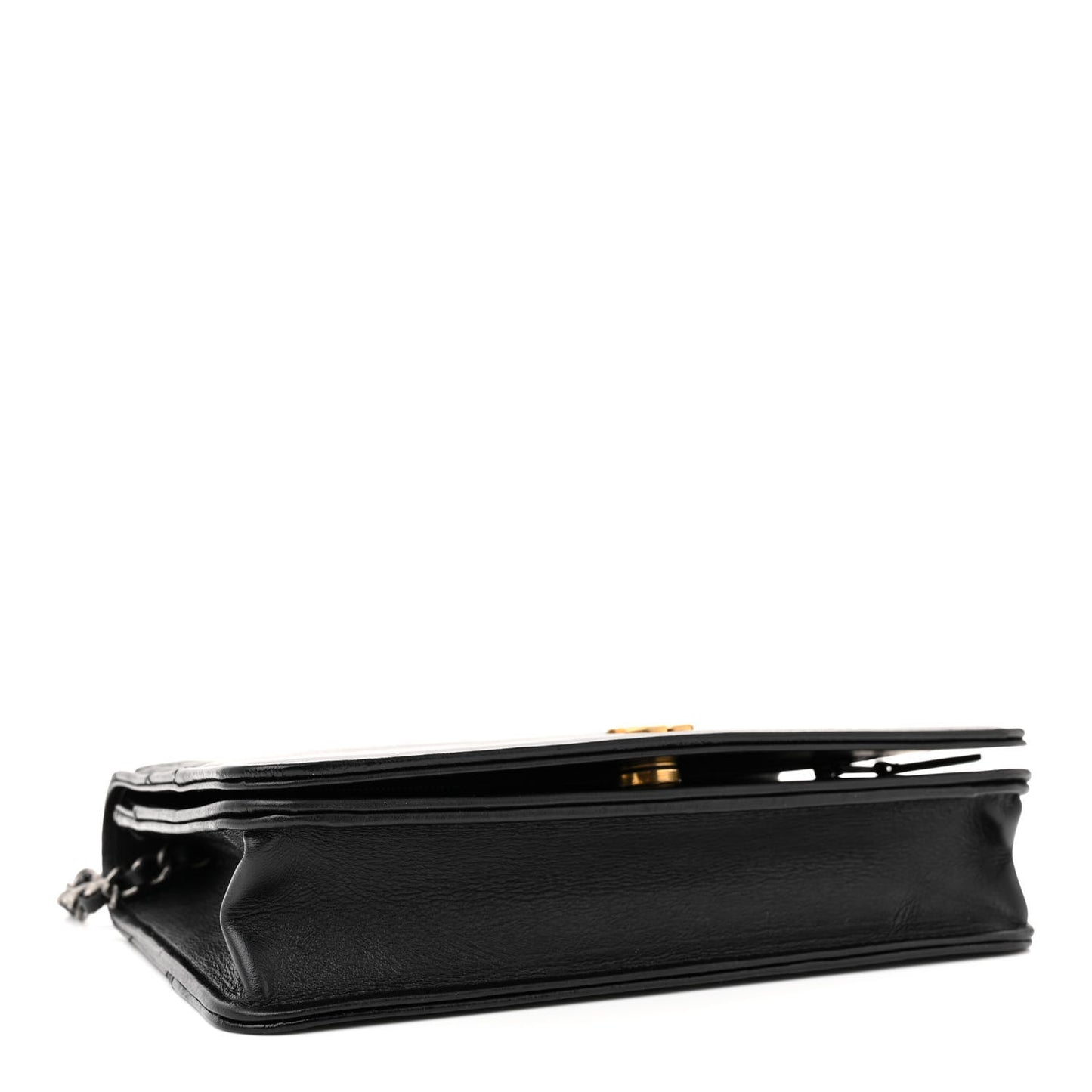 Aged Calfskin Quilted Gabrielle Wallet On Chain WOC Black