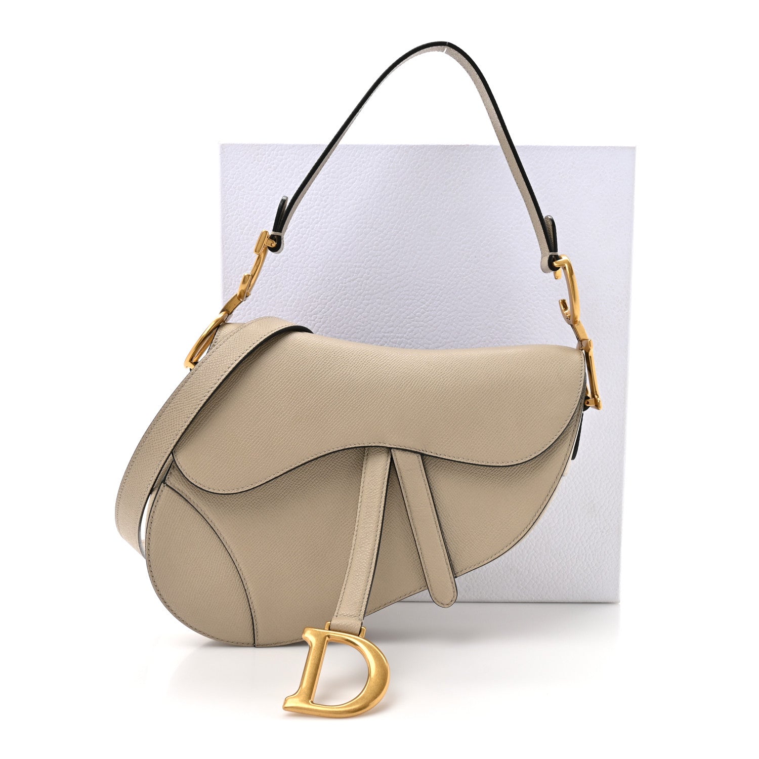 Christian Dior Grained Calfskin Saddle Bag With Strap Sable 14 of 14