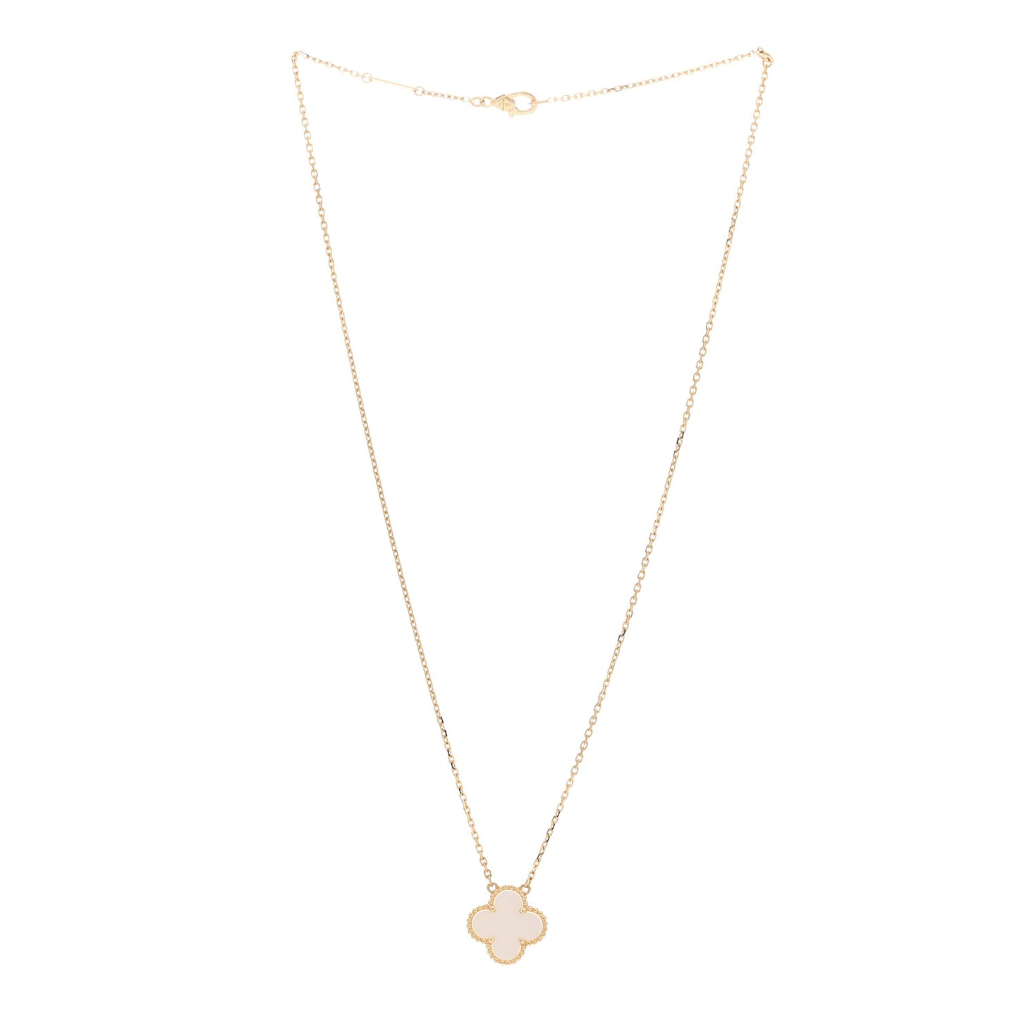 18K Yellow Gold Mother of Pearl Vintage Alhambra Pendant Necklace