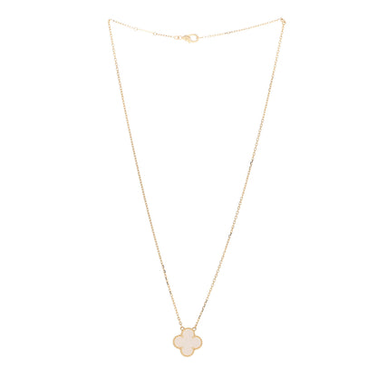 Van Cleef & Arpels 18K Yellow Gold Mother of Pearl Vintage Alhambra Pendant Necklace 3 of 6