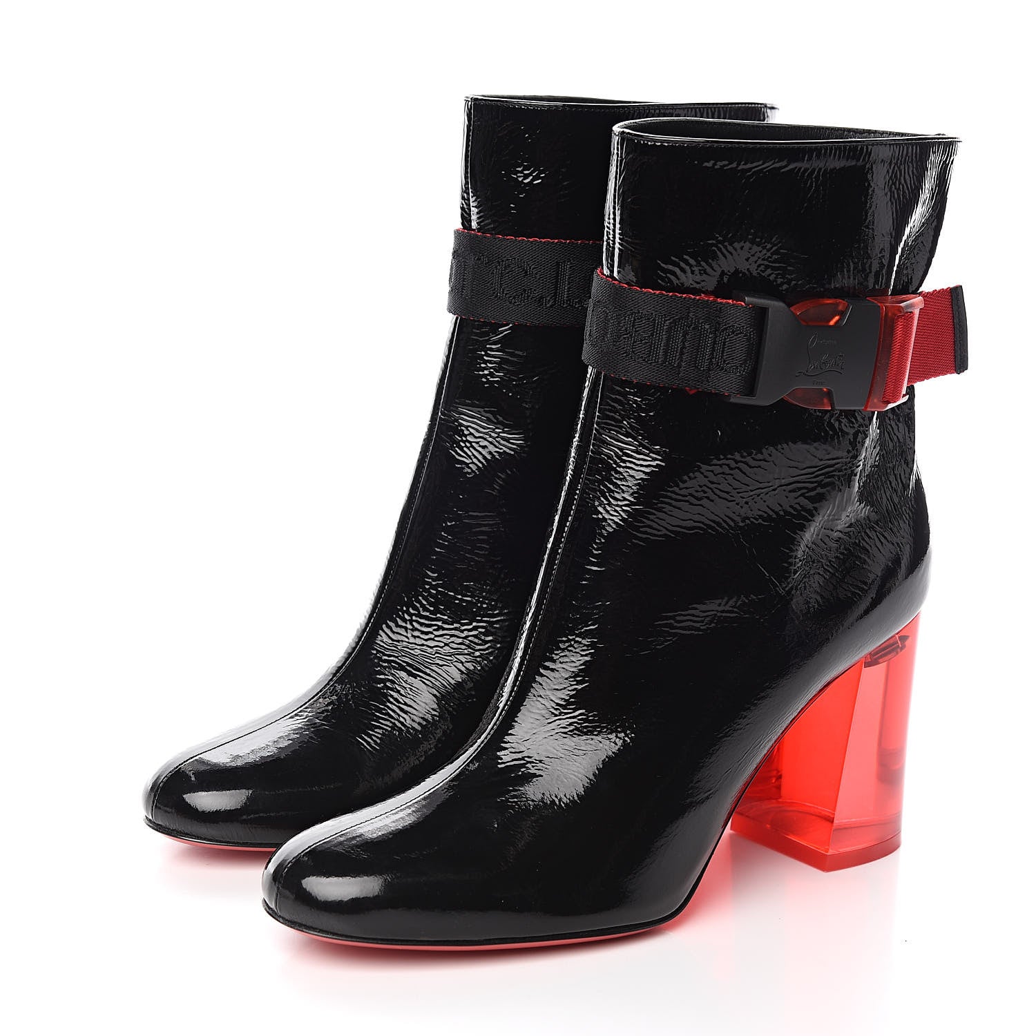 Christian Louboutin Patent Vouge Plexi Telesiege 85 Ankle Boots 36 Black 3 of 8