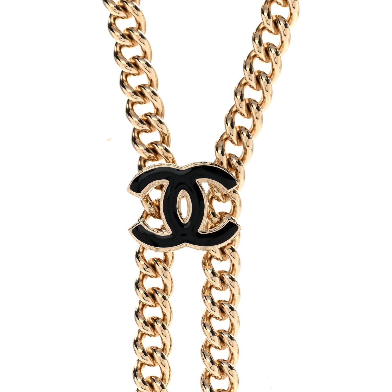 Chanel Enamel CC Lariat Necklace Black Gold Black 4 of 6