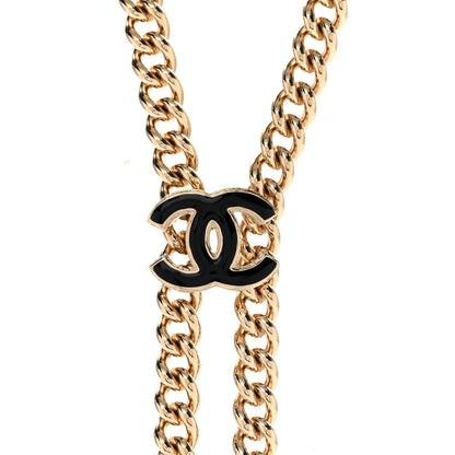 Chanel Enamel CC Lariat Necklace Black Gold Black 4 of 6