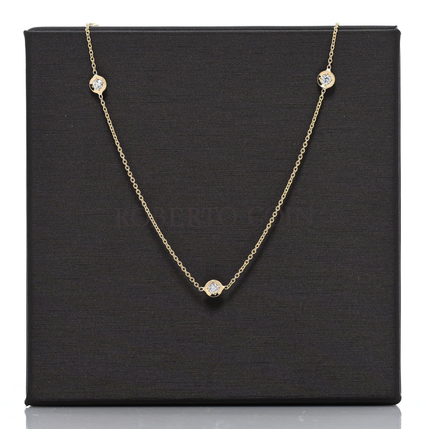 18K Yellow Gold Diamond .25ct Diamonds By The Inch Five Station Necklace