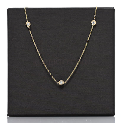 Roberto Coin 18K Yellow Gold Diamond .25ct Diamonds By The Inch Five Station Necklace 5 of 5