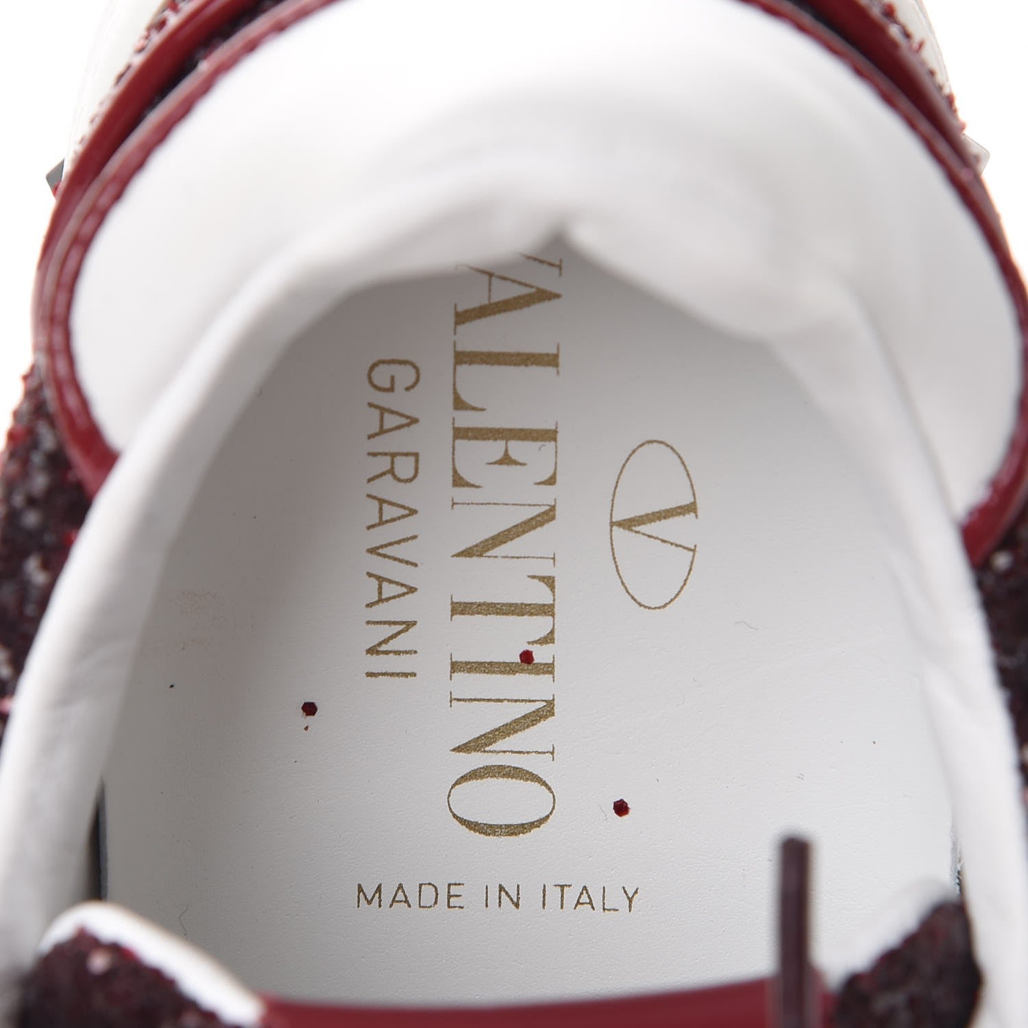Valentino Garavani Calfskin Glitter Womens Flycrew Sneakers 35.5 Rubino Bianco 7 of 9