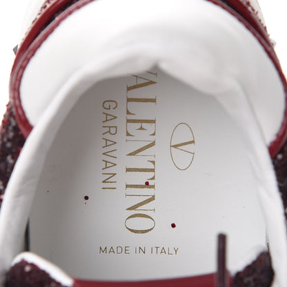 Valentino Garavani Calfskin Glitter Womens Flycrew Sneakers 35.5 Rubino Bianco 7 of 9