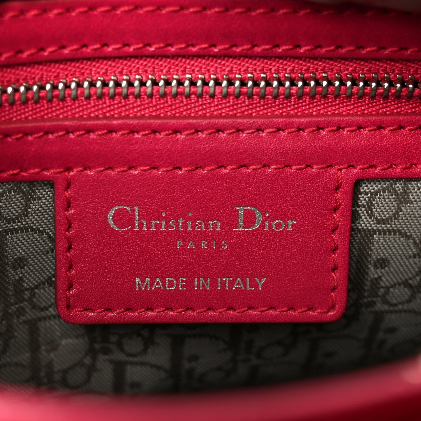 Lambskin Cannage Bow Medium Lady Dior Fuchsia