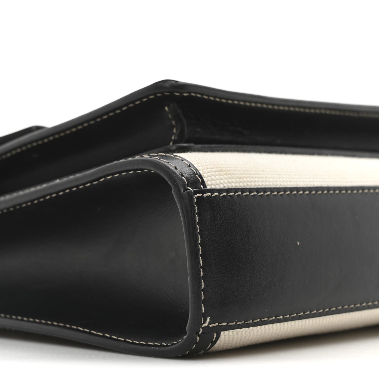 Canvas Smooth Calfskin Two Tone Mini Pocket Bag White Black