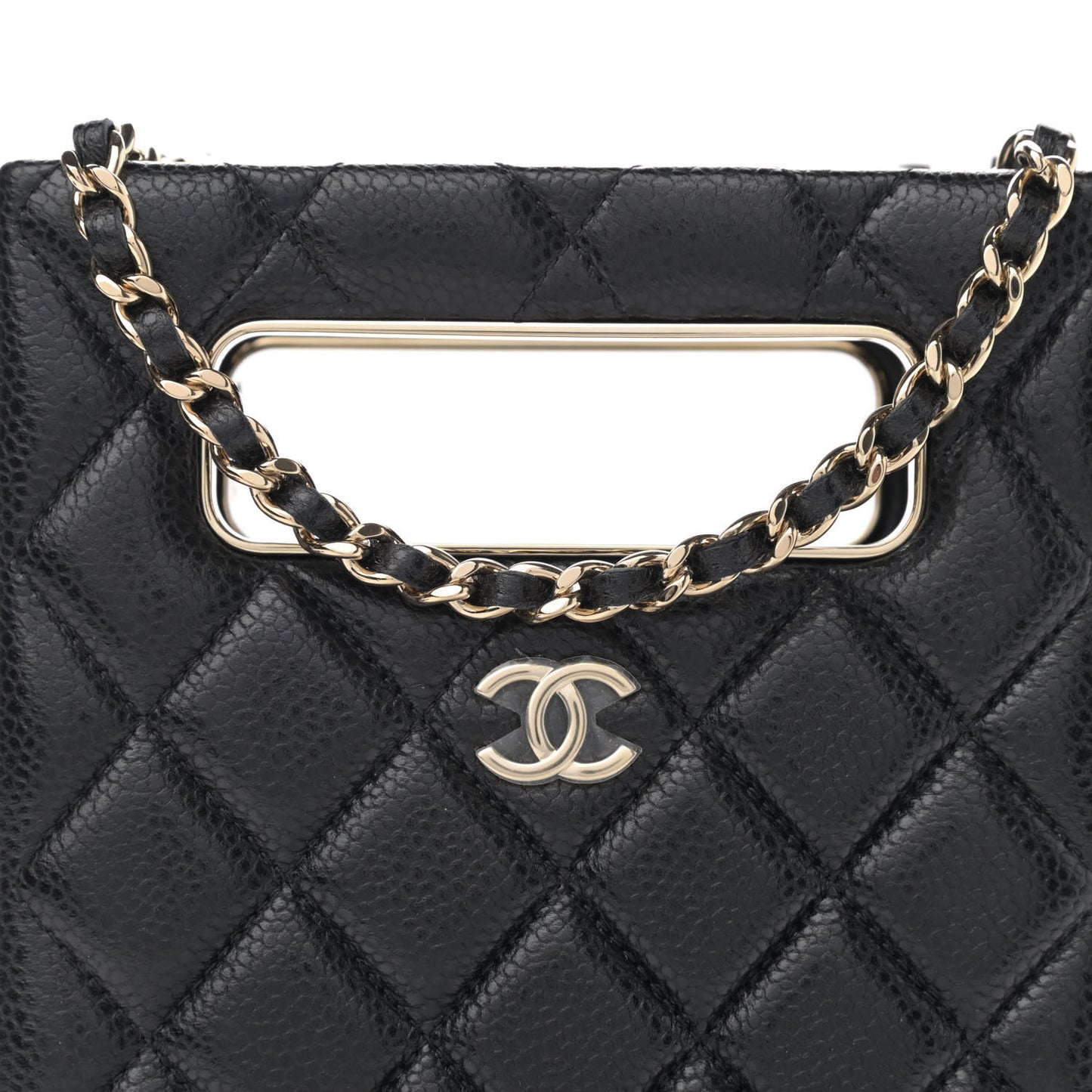 Caviar Quilted Evening Box Bag Black