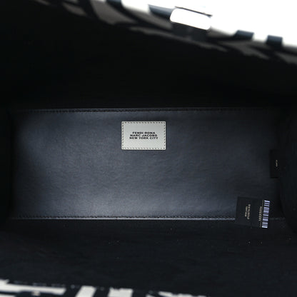 Fendi X MARC JACOBS Vitello King Logo Print Medium Fendi Sunshine Shopper Tote Black White 5 of 10