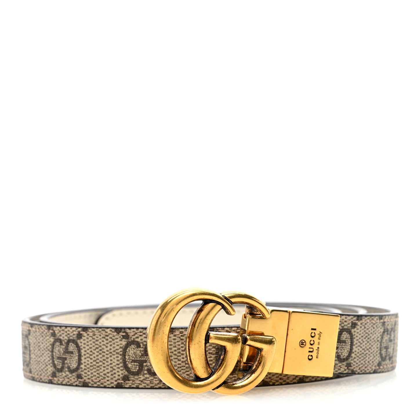 Calfskin GG Supreme Monogram Double G Reversible 20mm Belt 80 32 Acero