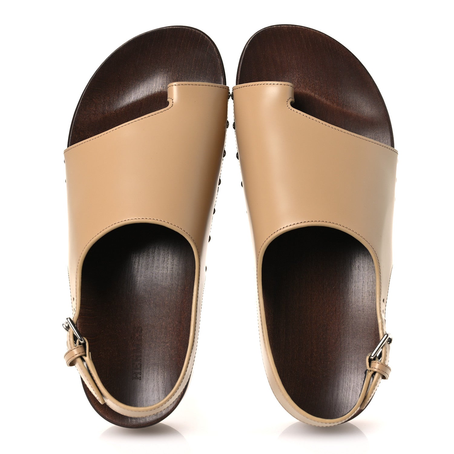 Hermes Glazed Calfskin Womens Klay Clog 40 Beige Naturel 2 of 11