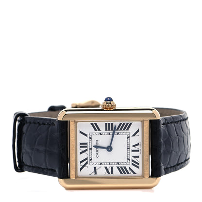 Cartier Stainless Steel 18K Yellow Gold Alligator 24mm Tank Solo Quartz Watch 2 of 6