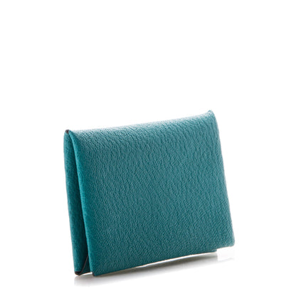 Hermes Chevre Mysore Calvi Card Case Bleu Paon 2 of 6