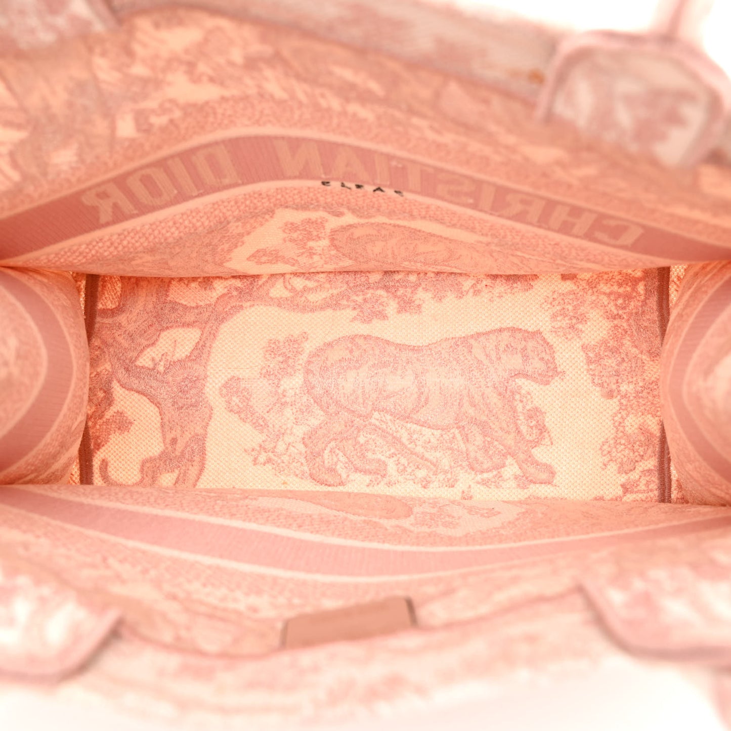 Canvas Toile De Jouy Embroidered Medium Book Tote Pink