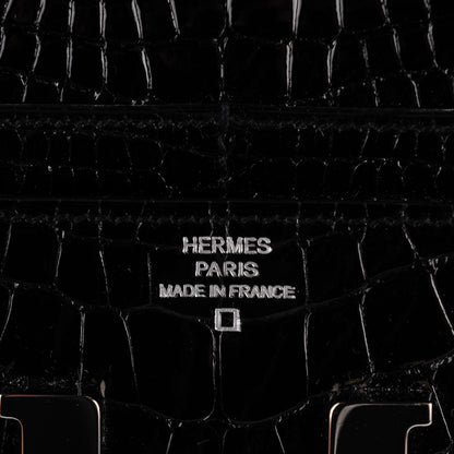Hermes Shiny Alligator Constance Short Wallet Black 7 of 14