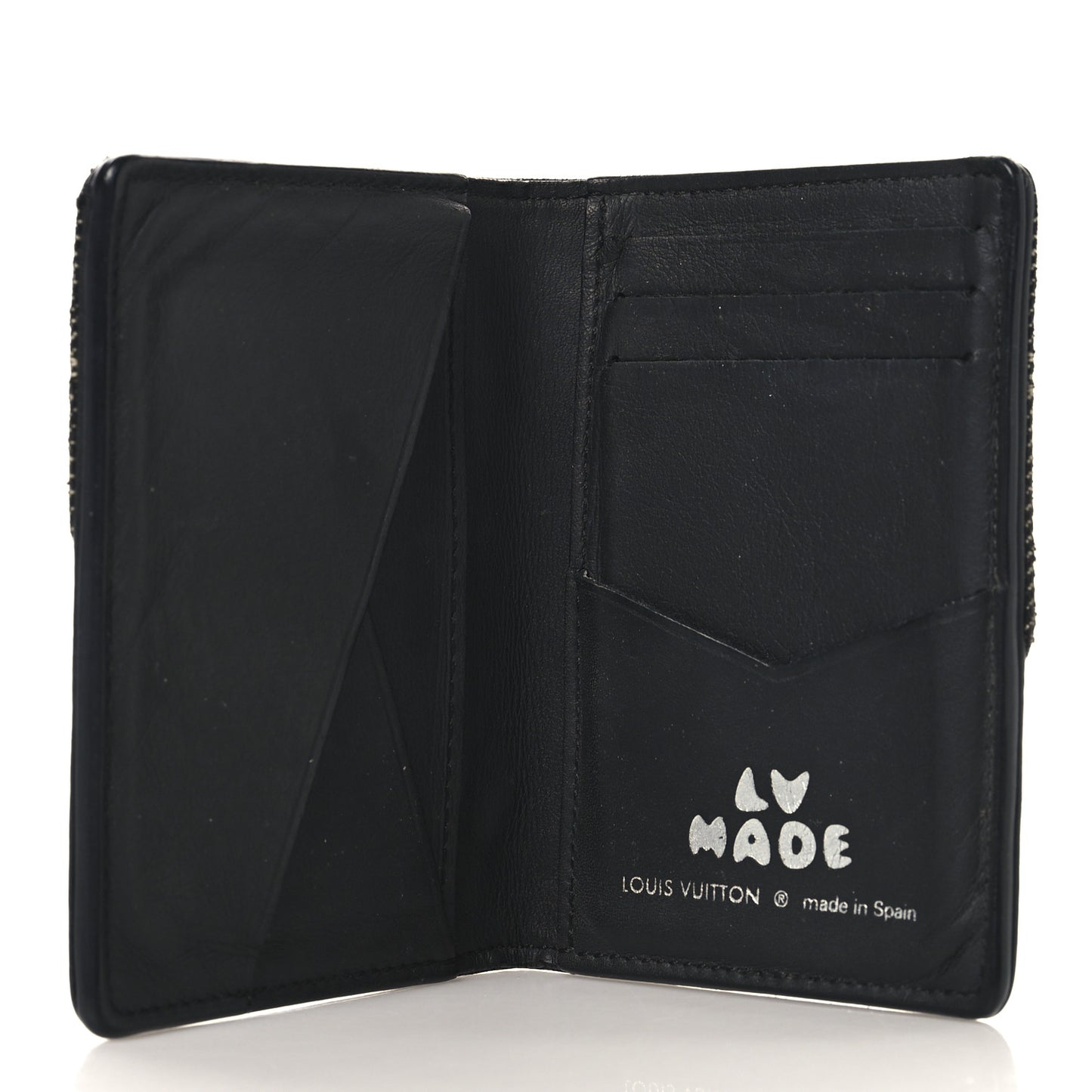 X NIGO Taurillon Monogram Denim Drip Pocket Organizer Black
