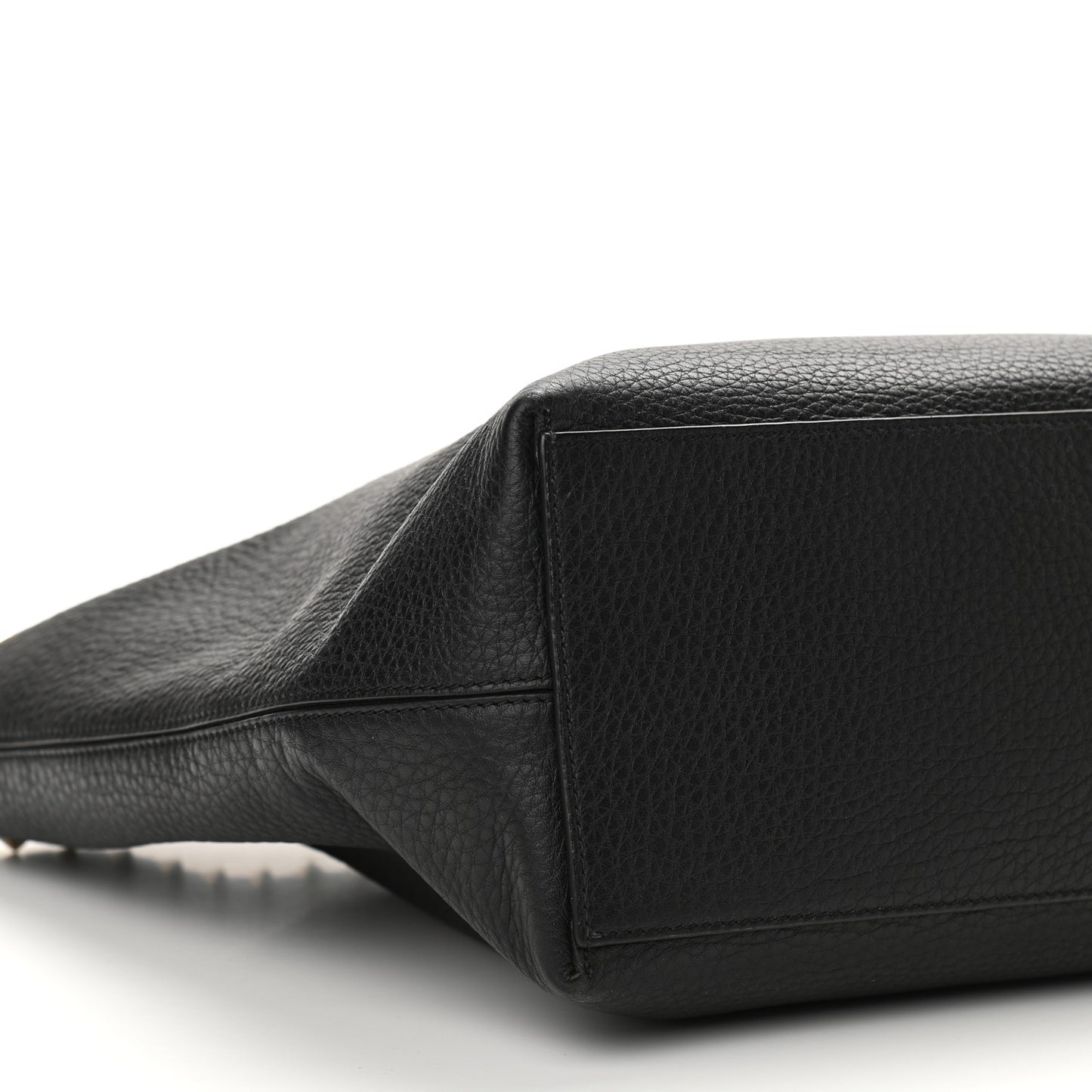 Grained Calfskin Rockstud Shoulder Tote Black