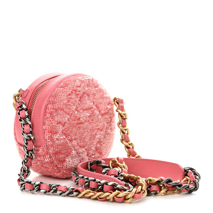 Chanel Sequin Chanel 19 Round Clutch With Chain Coral 3 of 11