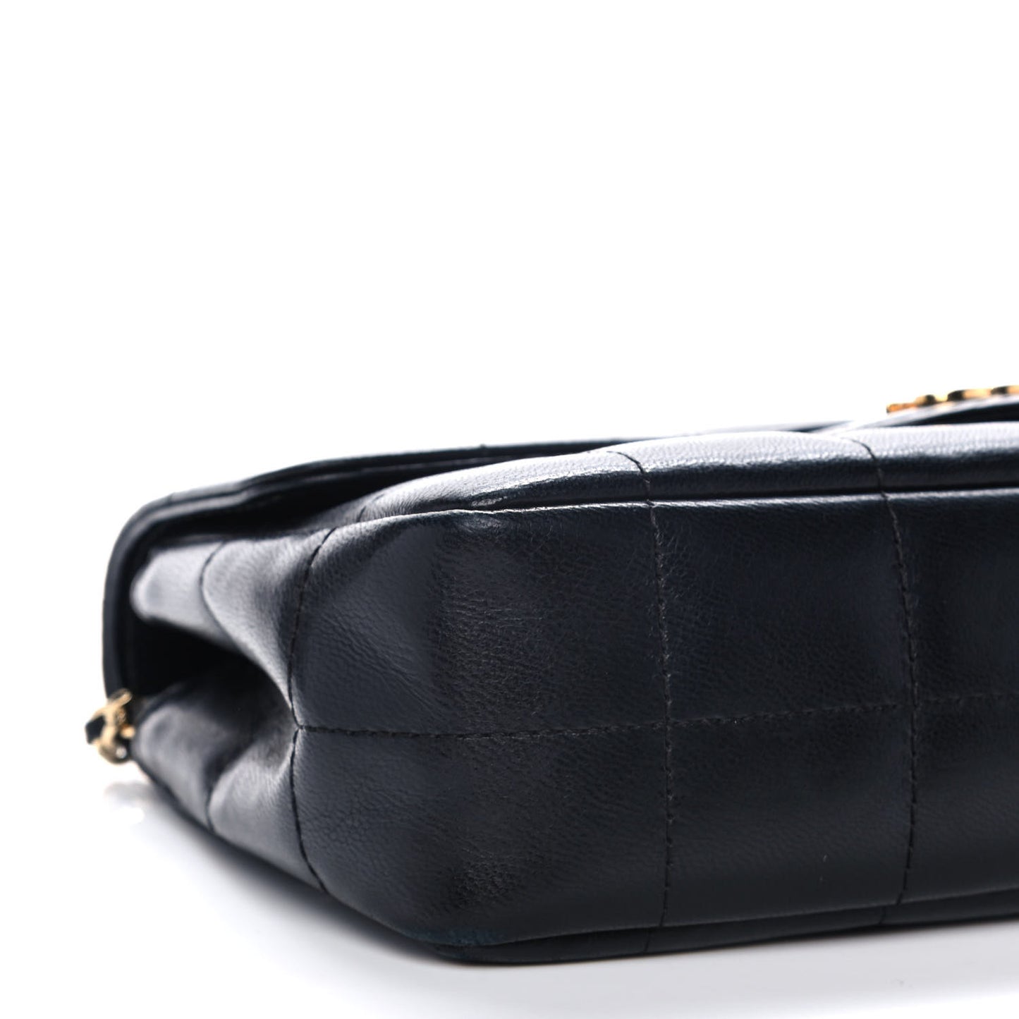 Lambskin Quilted Mini Chocolate Bar Camellia Flap Black