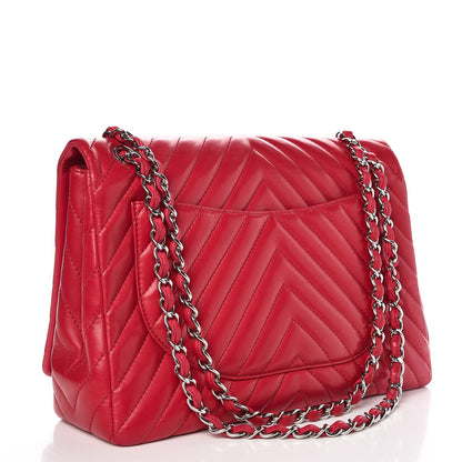 Chanel Lambskin Chevron Maxi Single Flap Dark Pink 3 of 6