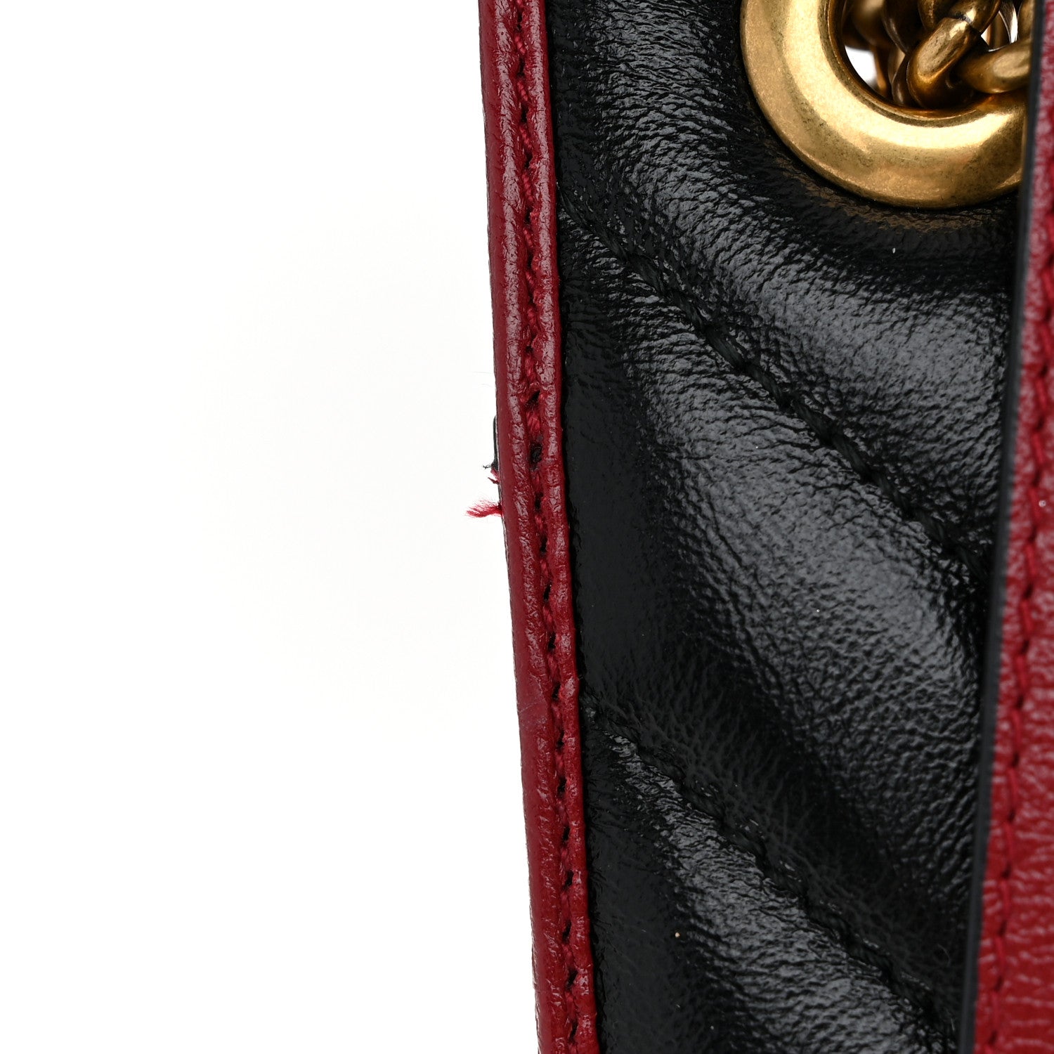 Gucci Azalea Calfskin Matelasse Diagonal Medium Torchon GG Marmont Slim Shoulder Bag Black Red 11 of 11