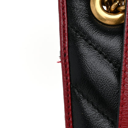Gucci Azalea Calfskin Matelasse Diagonal Medium Torchon GG Marmont Slim Shoulder Bag Black Red 11 of 11
