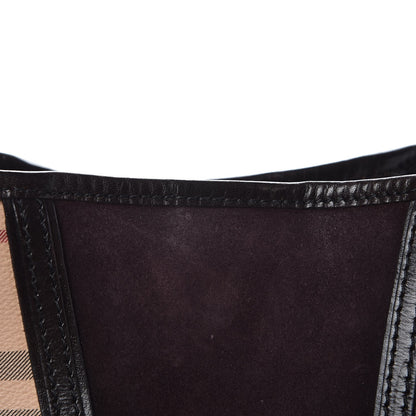 Burberry Suede Haymarket Check Colorblock Small Canterbury Tote Plum 9 of 13