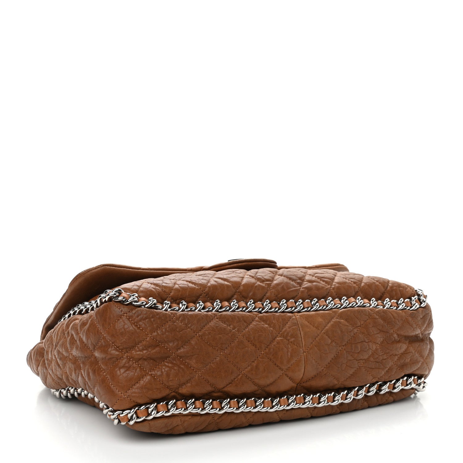 Chanel Washed Lambskin Quilted Chain Around Maxi Flap Brown 4 of 11