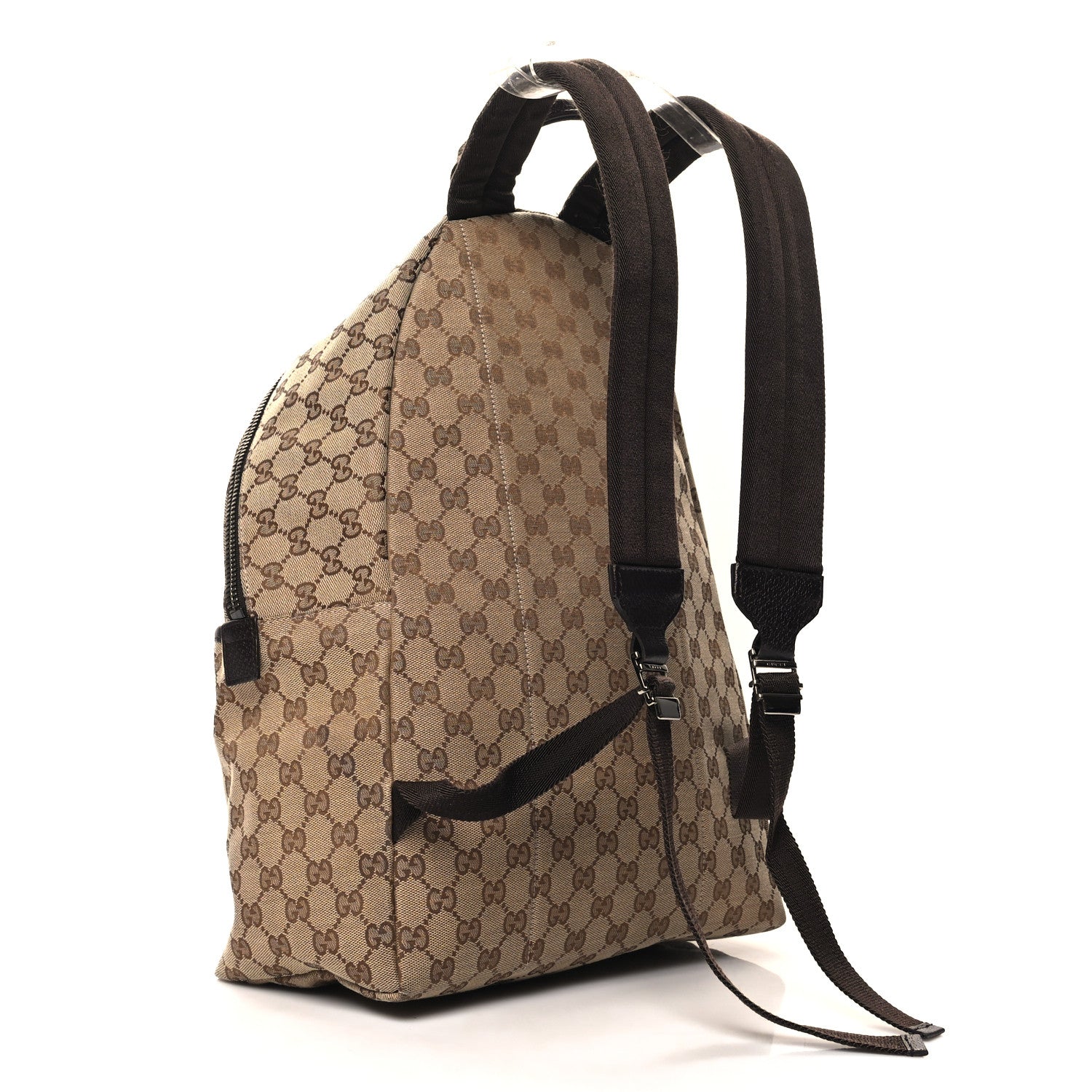 Gucci GG Monogram Web Medium Classic Backpack Brown 3 of 13