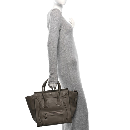 Celine Drummed Calfskin Mini Luggage Souris 2 of 9