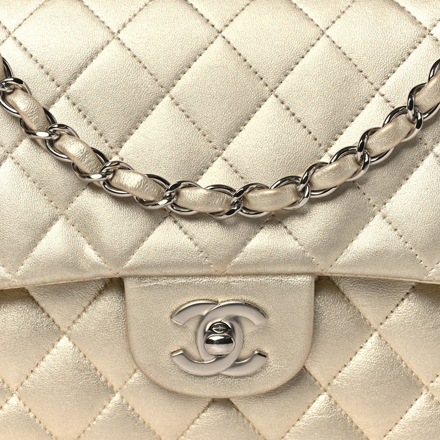 Chanel Metallic Lambskin Quilted Medium Double Flap Gold 8 of 10