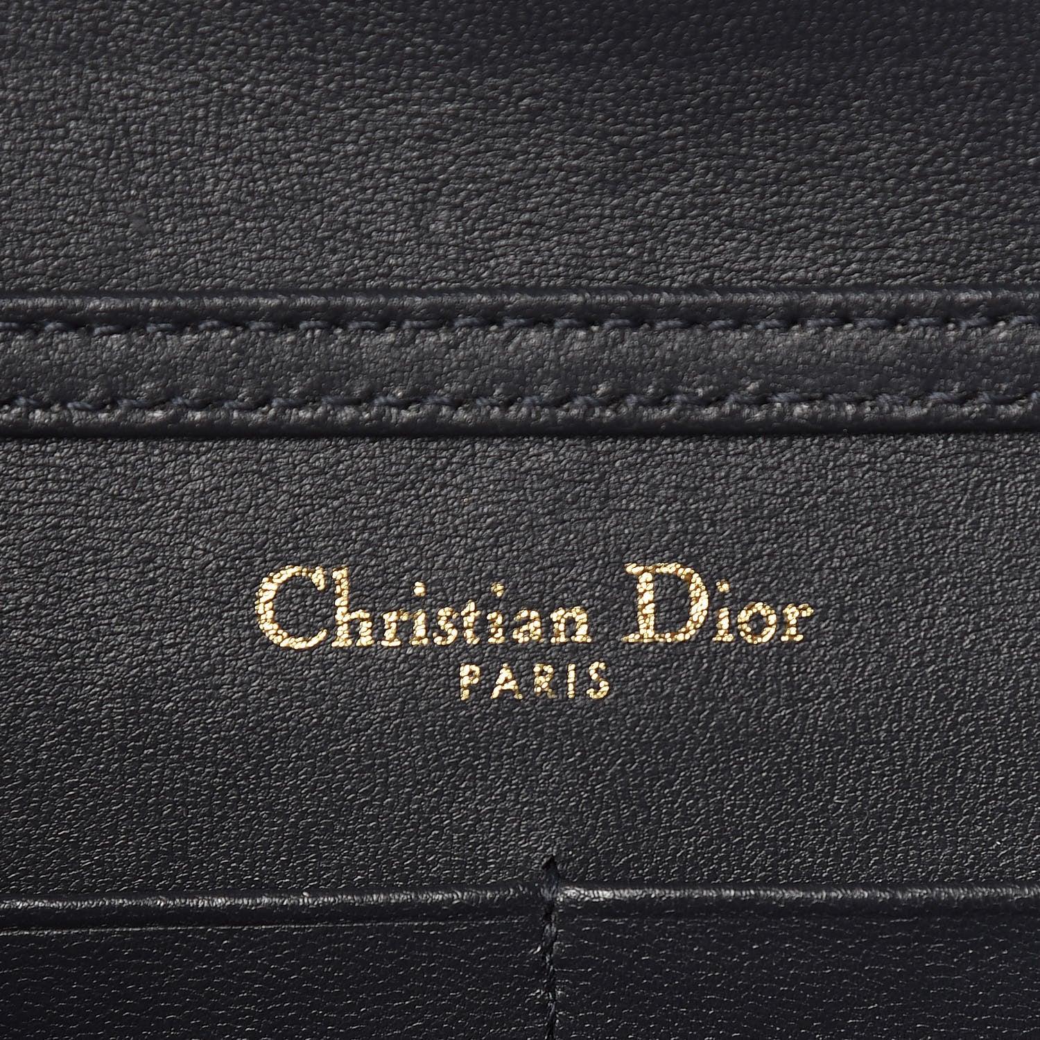 Christian Dior Metallic Patent Micro-Cannage Diorama Wallet on Chain Pouch Navy Blue 6 of 14