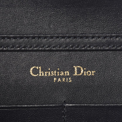 Christian Dior Metallic Patent Micro-Cannage Diorama Wallet on Chain Pouch Navy Blue 6 of 14