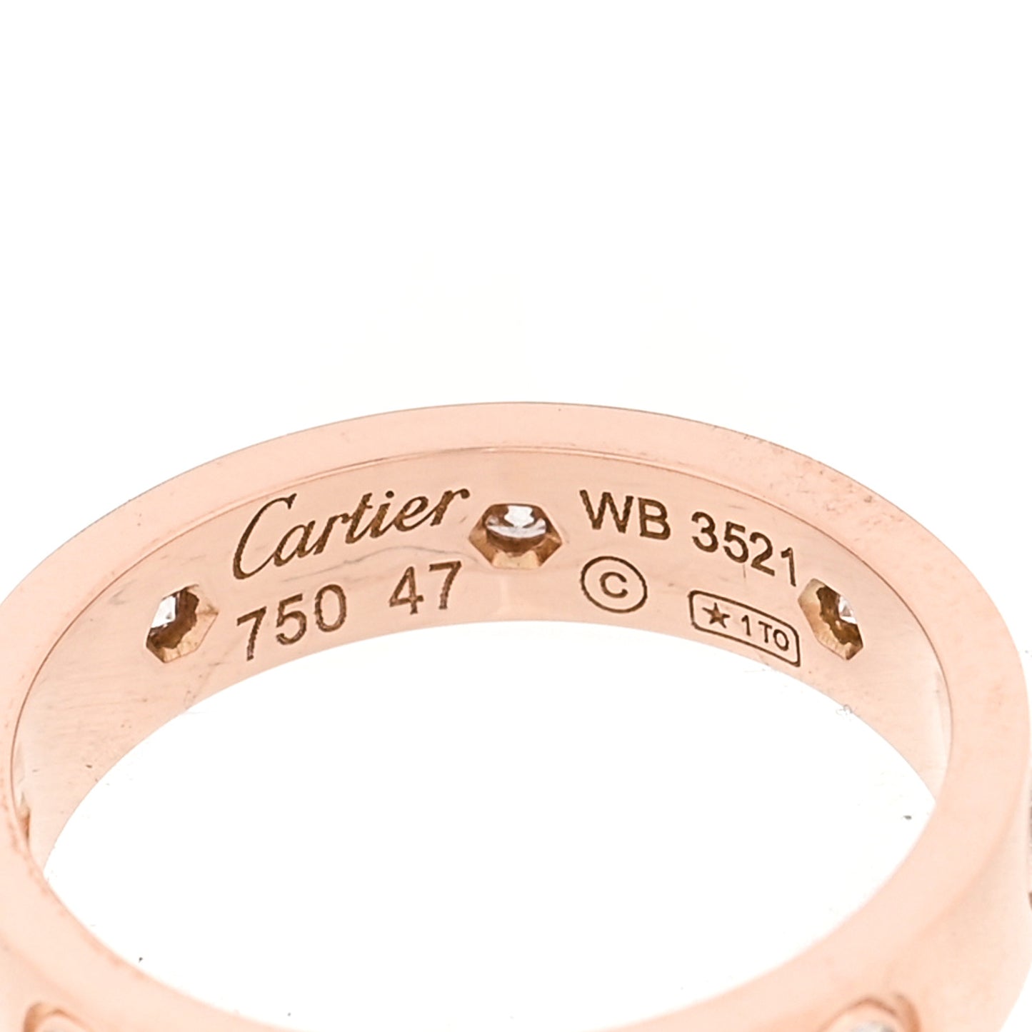 18K Pink Gold 8 Diamond 4mm LOVE Wedding Band Ring 47 4.25