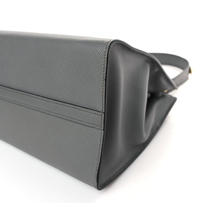 Prada Saffiano Cuir Calfskin Medium Monochrome Top Handle Tote Ardesia 8 of 8