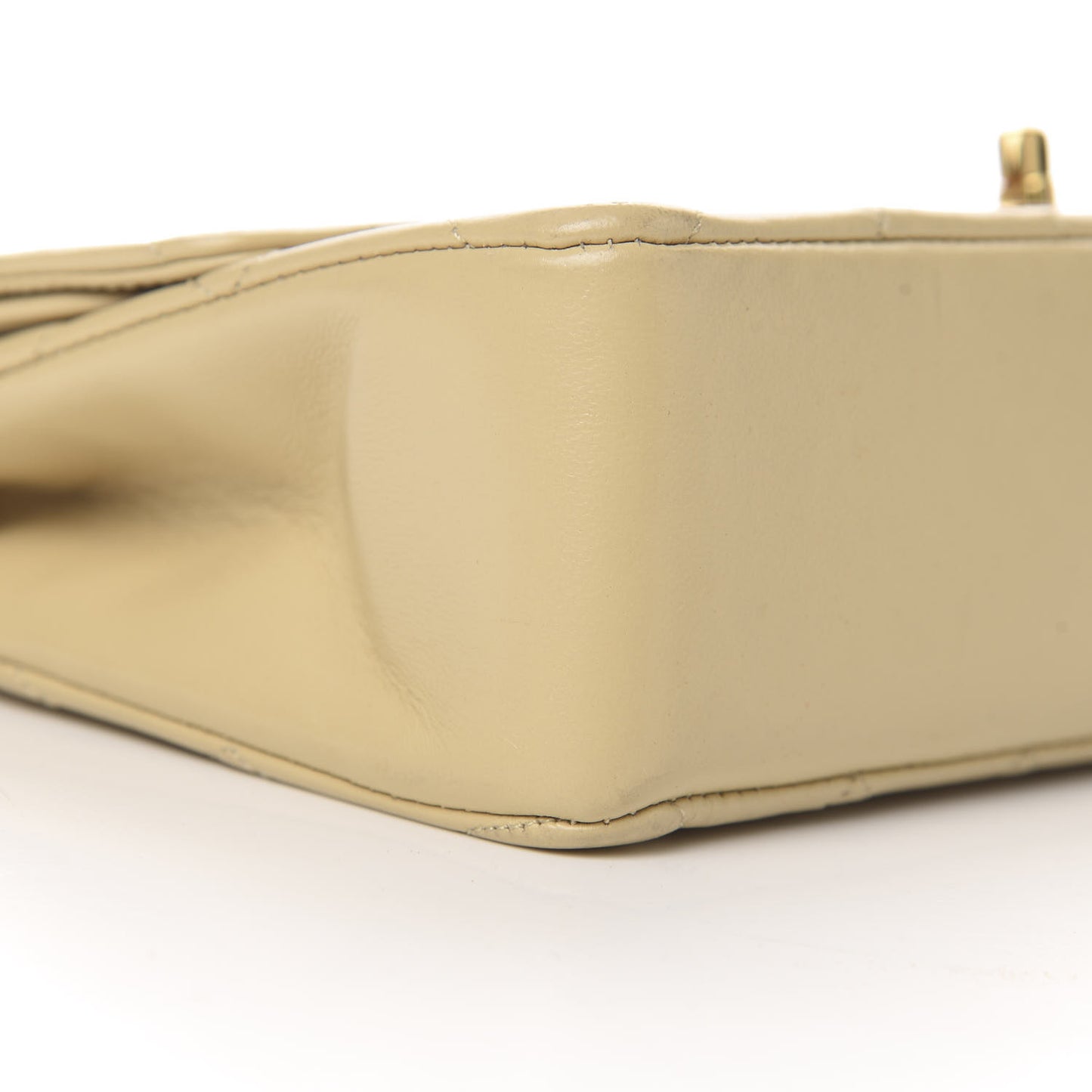Lambskin Quilted Medium Double Flap Beige